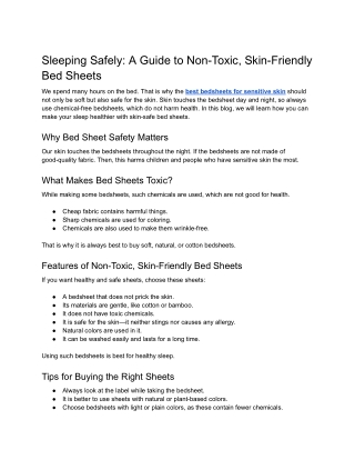 Sleeping Safely A Guide to Non-Toxic, Skin-Friendly Bed Sheets