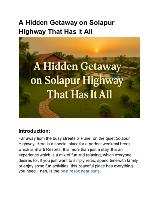 A Hidden Getaway on Solapur Highway That Has It All