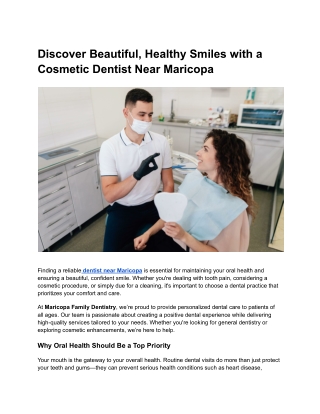 Discover Beautiful, Healthy Smiles with a Cosmetic Dentist Near Maricopa