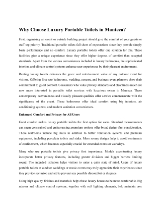 Choose Luxury Portable Toilets in Manteca