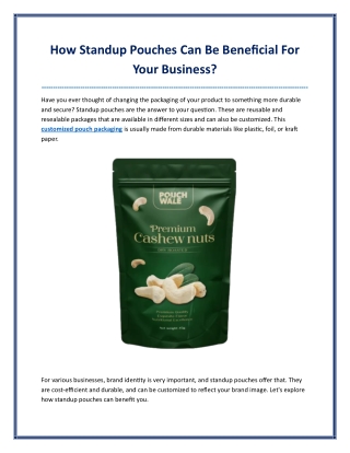 How Standup Pouches Can Be Beneficial For Your Business?