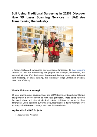 Still Using Traditional Surveying in 2025_ Discover How 3D Laser Scanning Services in UAE Are Transforming the Industry