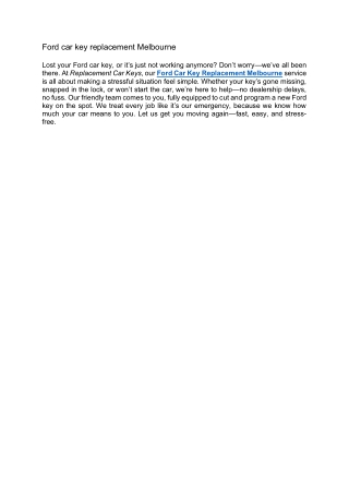 Ford car key replacement Melbourne