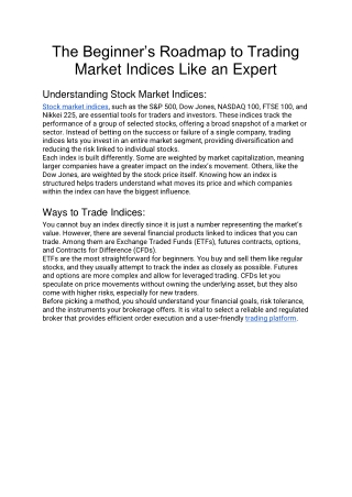 The Beginner’s Roadmap to Trading Market Indices Like an Expert