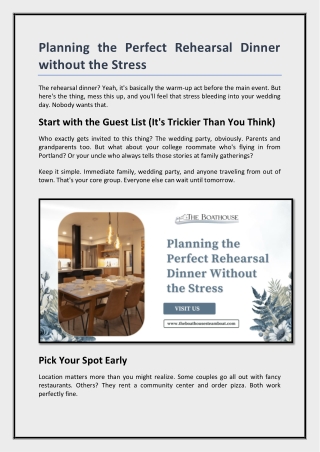 Planning the Perfect Rehearsal Dinner without the Stress