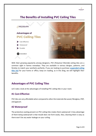 Why PVC Ceiling Tiles Are the Smartest Interior Upgrade Today?