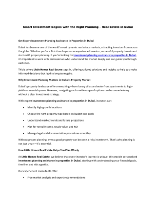 Smart Investment Begins with the Right Planning – Real Estate in Dubai