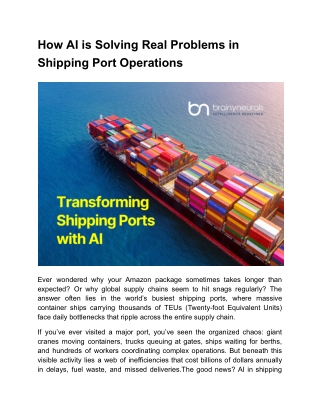 How AI is Solving Real Problems in Shipping Port Operations (1)