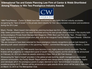 International Tax and Estate Planning Law Firm of Cantor