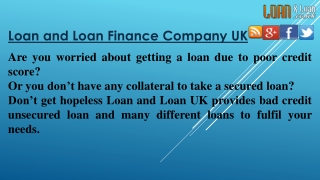 Loan and Loan Finance UK