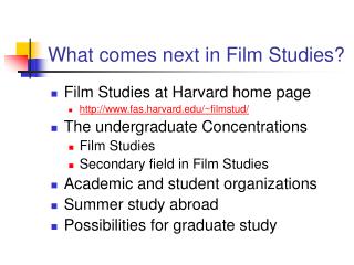 What comes next in Film Studies?