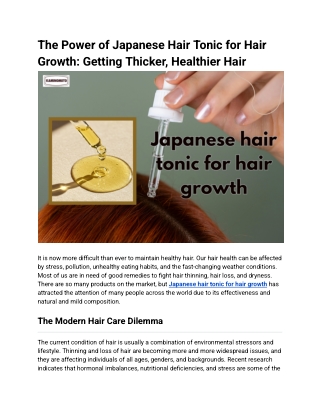 Japanese hair tonic for hair growth