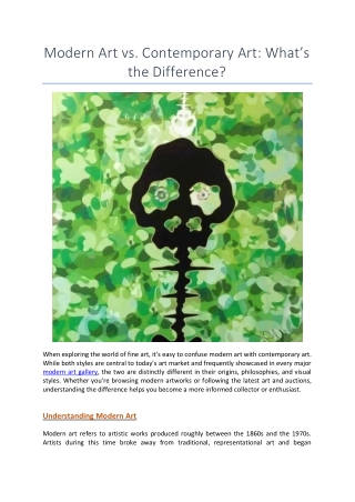 Modern Art vs. Contemporary Art: What’s the Difference?