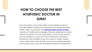 How to Choose the Best Ayurvedic Doctor in Surat