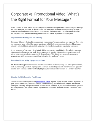 Corporate vs. Promotional Video What’s the Right Format for Your Message