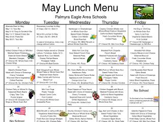 May Lunch Menu