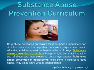 Substance abuse prevention curriculum