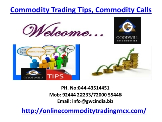 Commodity Trading Tips, Commodity Calls