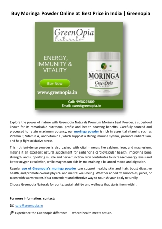 Buy Moringa Powder Online at Best Price in India | Greenopia