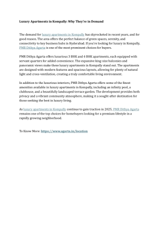 Luxury Apartments in Kompally Why They're in Demand