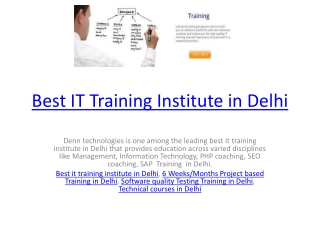 Best IT Training Institute in Delhi