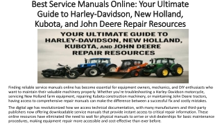 Best Service Manuals Online: Your Ultimate Guide to Harley-Davidson, New Holland