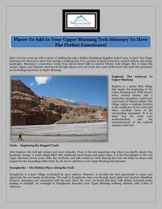 Places To Add In Your Upper Mustang Trek Itinerary To Have The Perfect Experience!