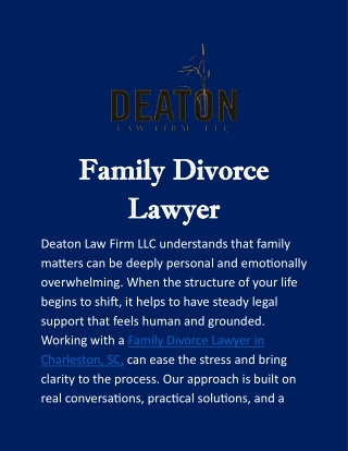 Family Divorce Lawyer in Charleston, SC: Honest Guidance, Support & Peace of Mind