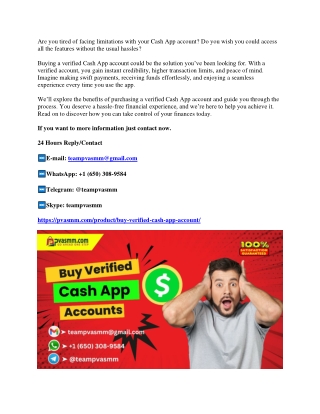 Buy  Verified Cash App Accounts – Smooth Transactions, Fast Setup