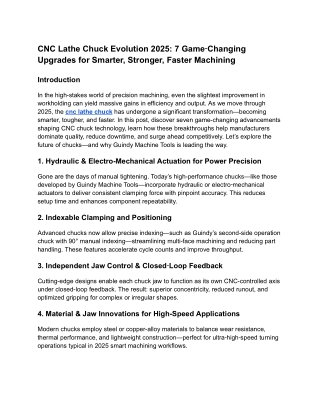 CNC Lathe Chuck Evolution