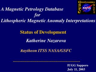 A Magnetic Petrology Database for Lithospheric Magnetic Anomaly Interpretations Status of De