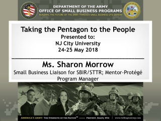 Army Small Business Programs Presented to: New Jersey University