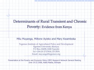 Determinants of Rural Transient and Chronic Poverty: Evidence from Kenya
