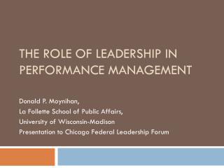 The Role of Leadership in Performance Management