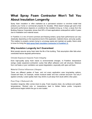 What Spray Foam Contractor Won’t Tell You About Insulation Longevity