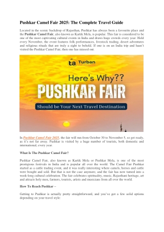 Pushkar Camel Fair 2025