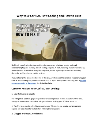 Why Your Car’s AC Isn’t Cooling and How to Fix It