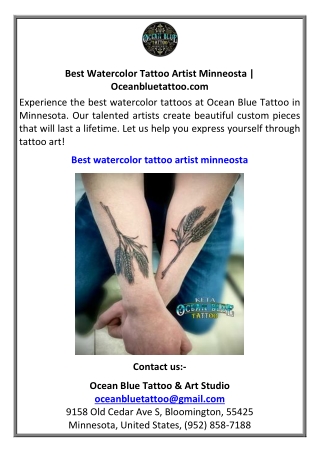 Best Watercolor Tattoo Artist Minneosta  Oceanbluetattoo.com