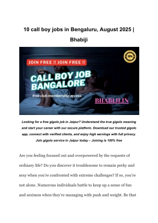 10 call boy jobs in Bengaluru, August 2025 _ Bhabiji