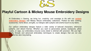 Playful Cartoon & Mickey Mouse Embroidery Designs
