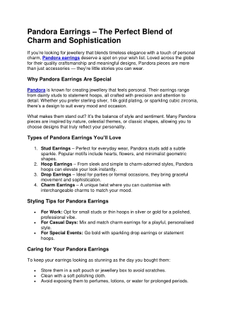 Pandora Earrings – The Perfect Blend of Charm and Sophistication