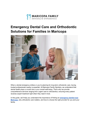 Emergency Dental Care and Orthodontic Solutions for Families in Maricopa