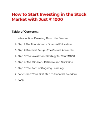 How to Start Investing in the Stock Market with Just ₹ 1000