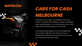 Cars for Cash Melbourne – Quick, Easy & Top Dollar with Sell The Car