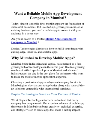 Leading Mobile App Development Company in Mumbai