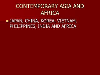 CONTEMPORARY ASIA AND AFRICA