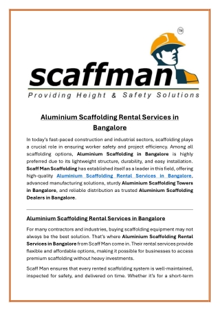 Aluminium Scaffolding Rental Services in Bangalore