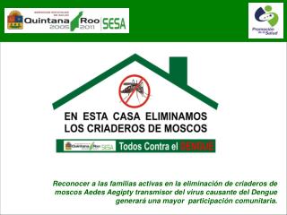 Objetivo Motivar e impulsar la participación de los habitantes de Chetumal y Cancún en la eliminación de criaderos de mo