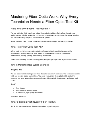 Fiber optic cleaning kit