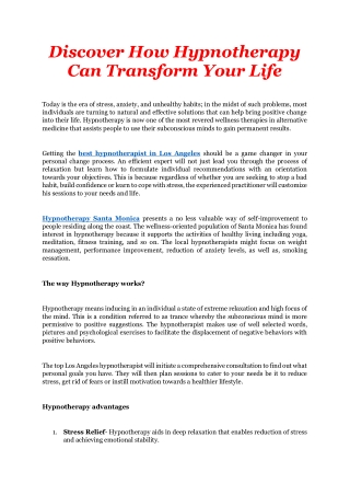 Discover How Hypnotherapy Can Transform Your Life